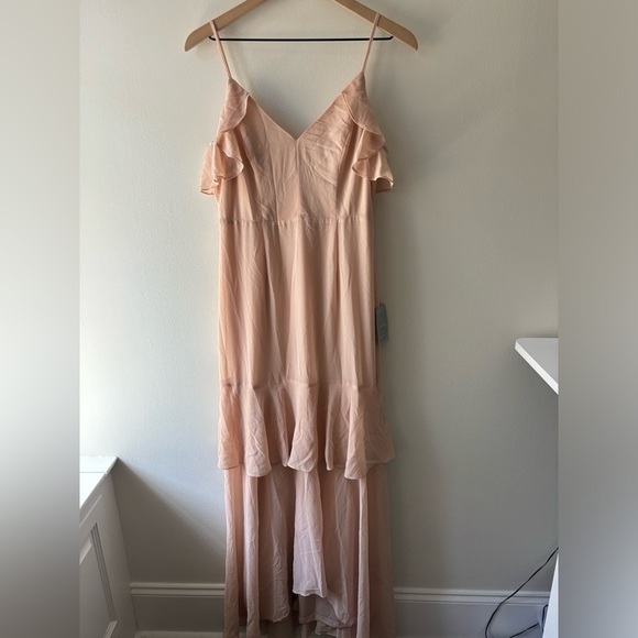 LULUS Cherish the Moment Blush Ruffled High-Low Maxi Dress Sz M - Picture 5 of 10